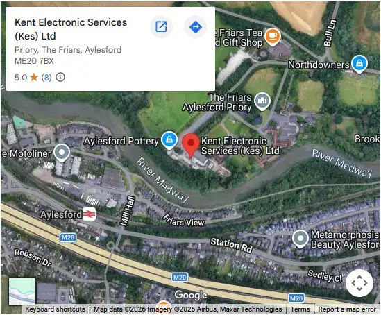 Map showing Kent Electronic Services at The Friars in Aylesford