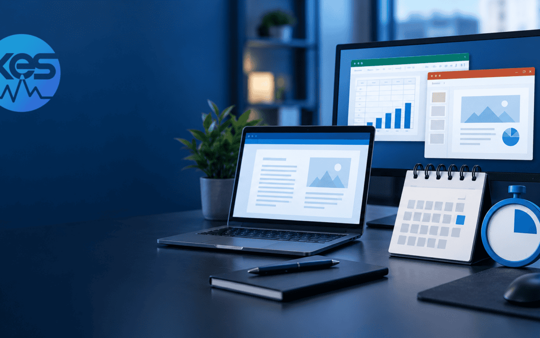 Office computers, calendar and countdown representing the October 2026 support deadline